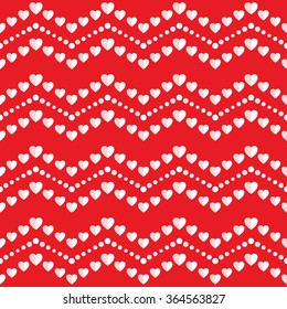 Seamless hearts Pattern. Valentines day red background. Abstract Background. Chains of hearts. 14 February love seamless pattern. Garlands of hearts. Grid. Geometric Pattern. Vector Regular Texture
