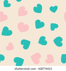 Seamless hearts pattern. Vector repeating texture.