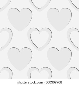 Seamless Hearts Pattern. Vector Soft Background. Regular White Texture