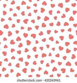 Seamless hearts pattern with white background. Vector repeating texture.