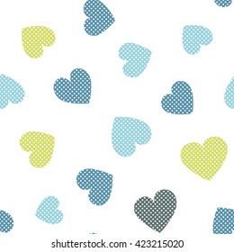 Seamless hearts pattern with white background. Vector repeating texture.