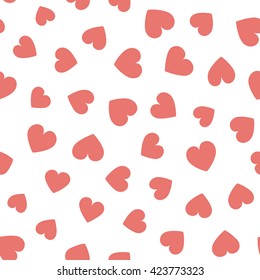 Seamless hearts pattern with white background. Vector repeating texture.