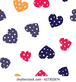 Seamless hearts pattern with white background. Vector repeating texture.