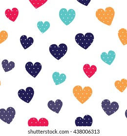 Seamless hearts pattern with white background. Vector repeating texture.