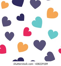 Seamless hearts pattern with white background. Vector repeating texture.