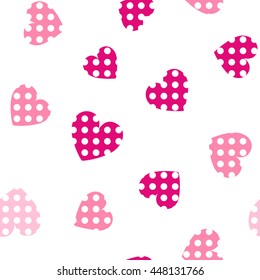 Seamless hearts pattern with white background. Vector repeating texture.