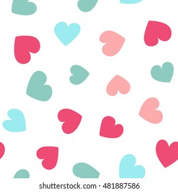 Seamless hearts pattern with white background. Vector repeating texture.