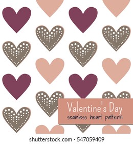 Seamless hearts pattern with white background. Vector image.