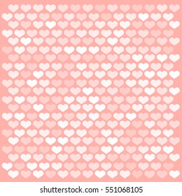 Seamless hearts pattern with white background. Vector repeating texture.