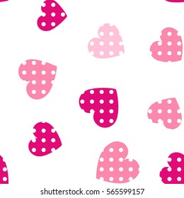 Seamless hearts pattern with white background. Vector repeating texture.