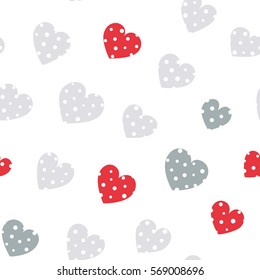 Seamless hearts pattern with white background. Vector repeating texture. Perfect for printing on fabric or paper.
