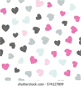 Seamless hearts pattern with white background. Vector repeating texture. Perfect for printing on fabric or paper.