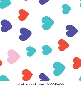 Seamless hearts pattern with white background. Vector repeating texture. Perfect for printing on fabric or paper.