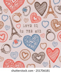 Patrón de corazones sin inconvenientes. Carta feliz del día de San Valentín. diseño de borde.vector