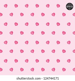 Seamless hearts polka dot pattern, Vector