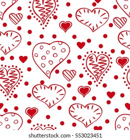 Seamless hearts of red