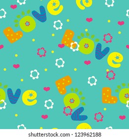 The seamless with hearts and words