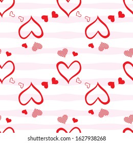 Seamless heart-shaped pattern. Design for Valentine's Day or another love romantic projects. Repeating vector illustration for wrapping paper, textile printing and greeting cards.