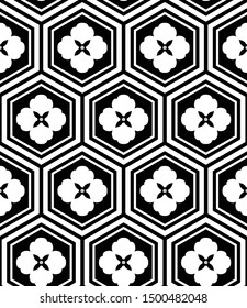 Seamless heaxagonal japanese Wagara flower pattern