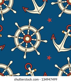 Seamless of helm and anchor