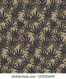 Patrón de camuflaje de hojas de cáñamo sin cáñamo. Perfecto para fondos de pantalla, fondos de página web, texturas superficiales, textiles. Ilustración vectorial.