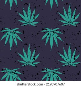 Seamless Hemp Leaf Pattern For Fabrics, Textiles, Packaging And Wallpaper. Vector Illustration.