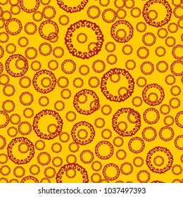 Seamless henna color pattern with round mandalas. Islam, Arabian, Ottoman motifs. Random spreaded elements. Vintage lace mood design for fabric, wallpaper or wraping paper