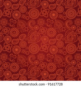 Seamless Henna pattern, Henna inspired Colourful pattern - very elaborate and easily editable