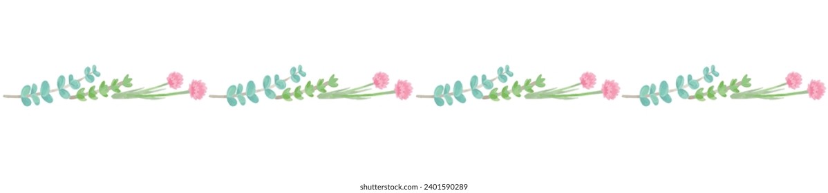 Seamless herb border. Watercolor. Vector illustration.