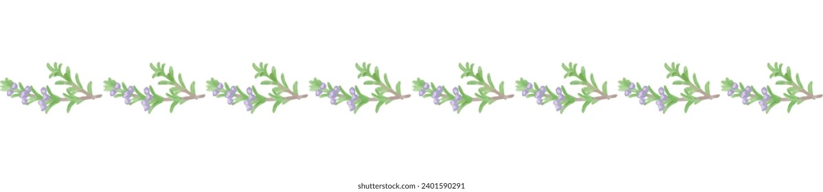 Borde de hierbas sin mar. Acuarela. Ilustración vectorial.