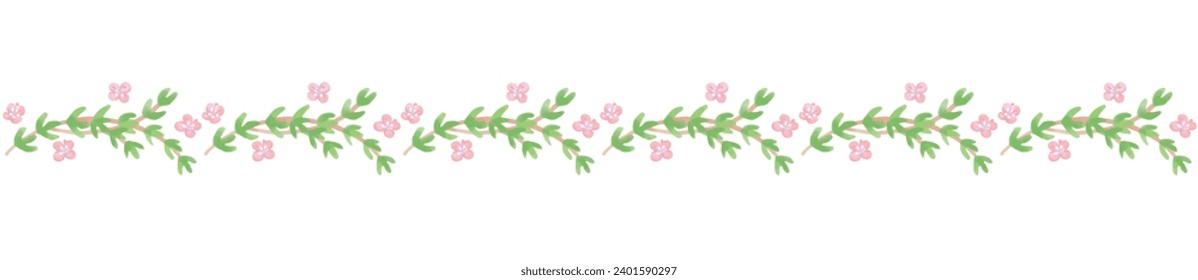 Seamless herb border. Watercolor. Vector illustration.