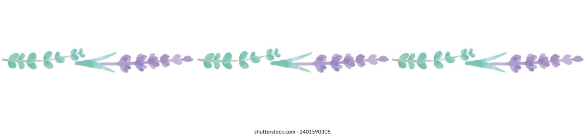 Seamless herb border. Watercolor. Vector illustration.