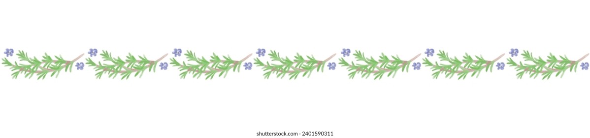 Seamless herb border. Watercolor. Vector illustration.