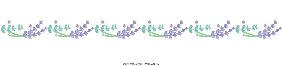 Seamless herb border. Watercolor. Vector illustration.