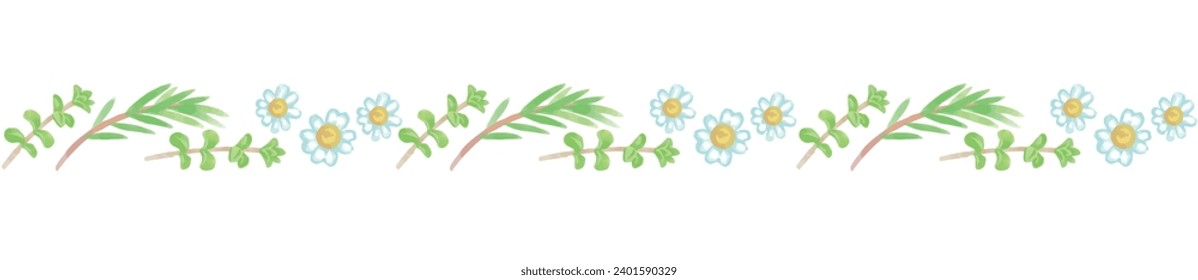 Seamless herb border. Watercolor. Vector illustration.