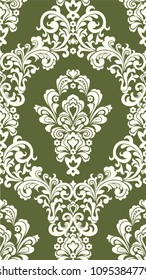 Seamless herbal background with light pattern in baroque style. Vector retro illustration. Ideal for printing on fabric or paper for wallpapers, textile, wrapping. 