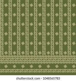 Seamless herbal background with olive pattern in baroque style. Vector retro illustration. Islam, Arabic, Indian, ottoman motifs. Perfect for printing on fabric or paper.