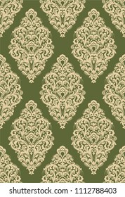 Seamless herbal background with sand pattern in baroque style. Vector retro illustration. Ideal for printing on fabric or paper for wallpapers, textile, wrapping. 