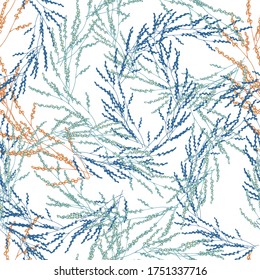 Seamless herbal pattern. Vector botanical illustration, texture for fabric, home textile and bedding.