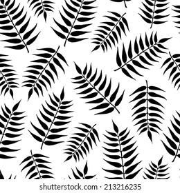 Seamless herbal vector background. Fern pattern.