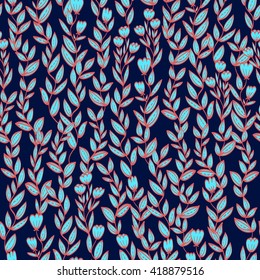 seamless herbal vintage pattern with leaf and flowers