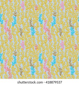 seamless herbal vintage pattern with leaf and flowers