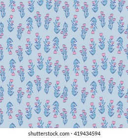 seamless herbal vintage pattern with leaf and flowers