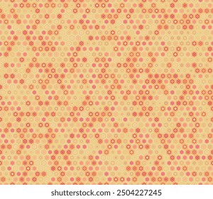 Seamless hexagon background. Geometric elements of varied style and color. Regular hexagon shapes. Tileable pattern. Seamless background. Lively vector illustration.