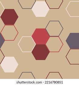 Seamless hexagon geo grid colorful grungy pattern    Modern hexagon tile abstract background