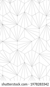 Seamless Hexagon Geometric Line Pattern in Black and White