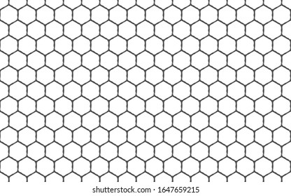 Seamless of hexagon grid cells on white background. Geometric pattern.