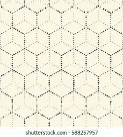 Seamless Hexagon Monochrome Pattern. Abstract Cube Background. Fabric Graphic Design