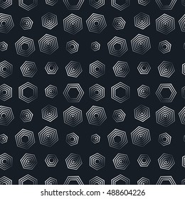 seamless hexagon monochrome pattern, repeating geometric texture, linear structure background