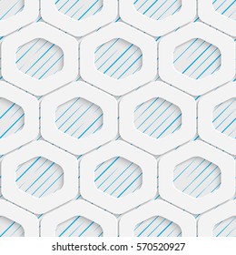 Seamless Hexagon Pattern. Abstract Three-dimensional Background. Modern Textile Wallpaper. White and Blue Art Design